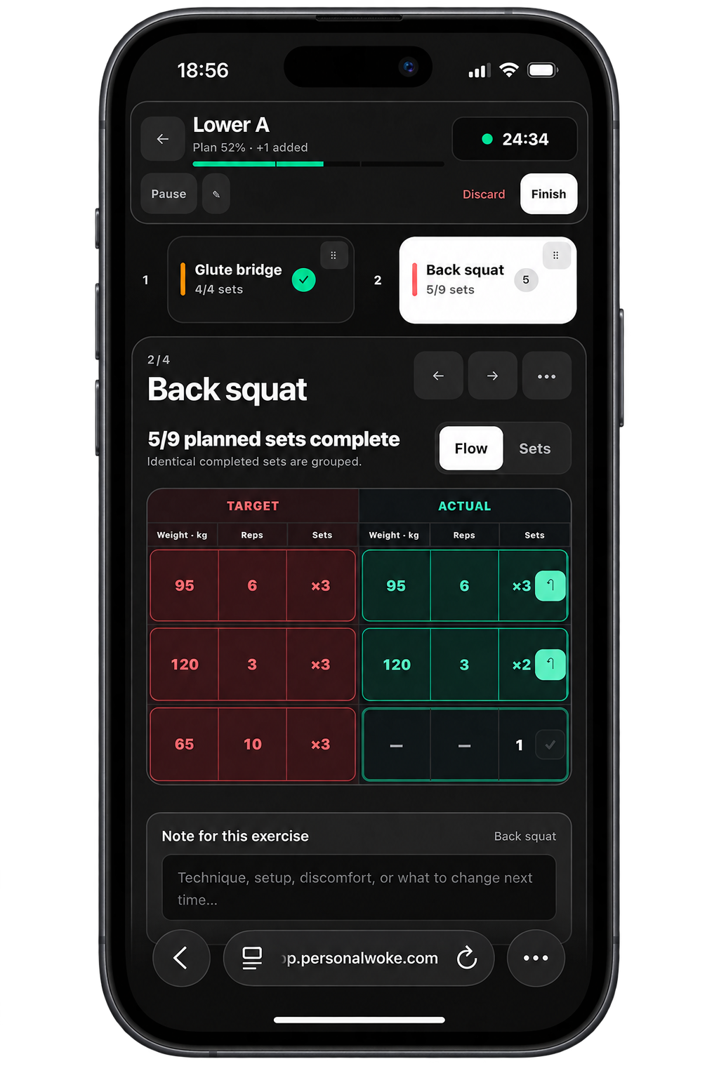 Personal Woke live workout on a phone